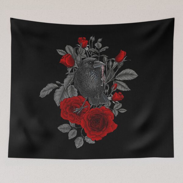 Item preview, Raven with the key and roses designed and sold by Katerina Mitkova Kirilova.