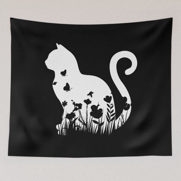 Item preview, Floral Silhouette cat, Kitten Kitty lowers For Cat Lovers Owners designed and sold by jingdomdesgine.