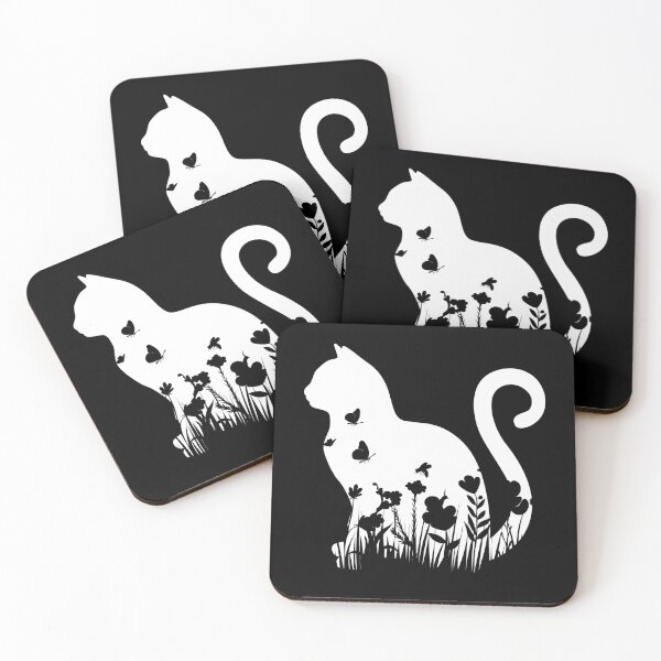 Item preview, Floral Silhouette cat, Kitten Kitty lowers For Cat Lovers Owners designed and sold by jingdomdesgine.