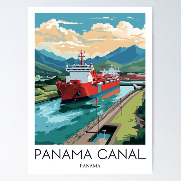 Aperçu de l'œuvre Une impression de voyage Pop Art du canal de Panama - Panama créée et vendue par StudioRedKoala.