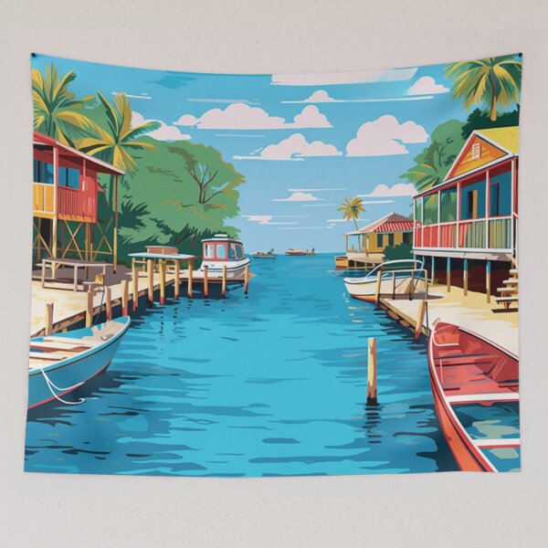 Item preview, A Pop Art Travel Print of Caye Caulker - Belize  designed and sold by StudioRedKoala.