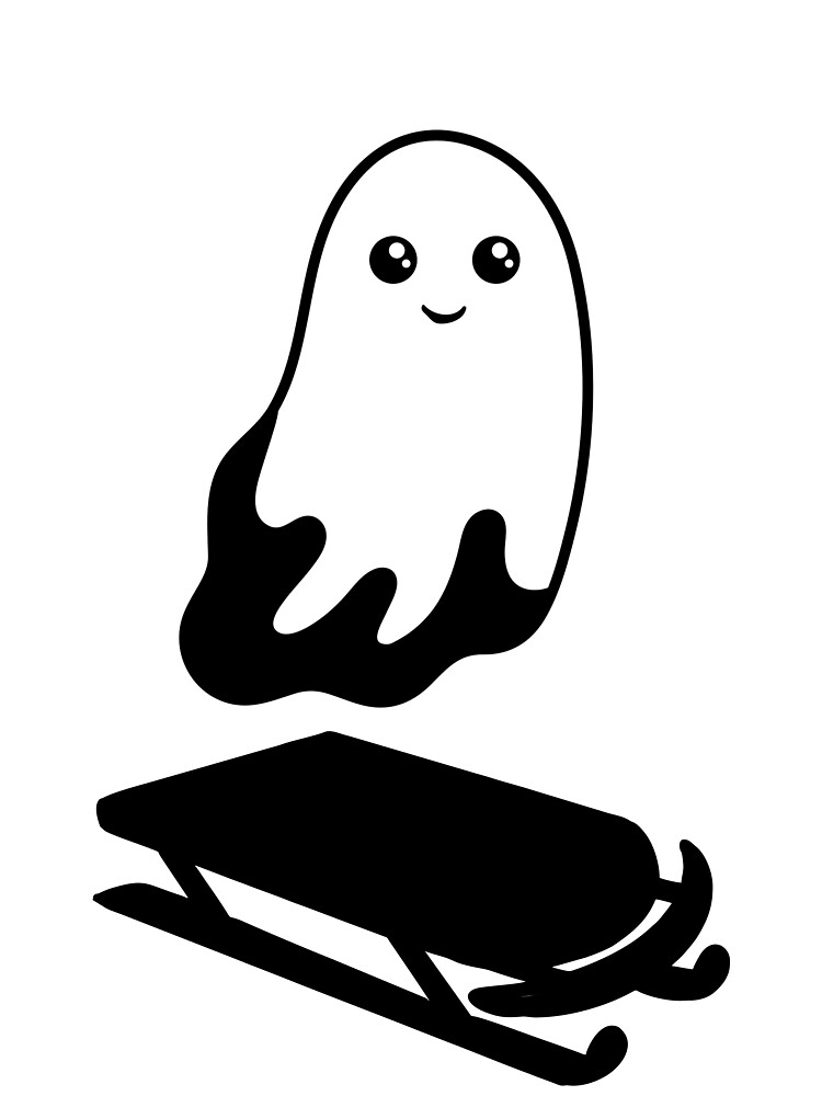 Thumbnail 3 von 3, Tuch, Ghost Riding A Sled Funny Halloween Kids Sled Ghost Gear designt und verkauft von DynamicDesign.