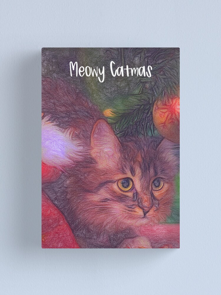 Thumbnail 1 of 3, Canvas Print, Meowy Catmas designed and sold by jouvaygifts.