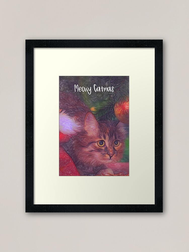 Thumbnail 1 of 7, Framed Art Print, Meowy Catmas designed and sold by jouvaygifts.