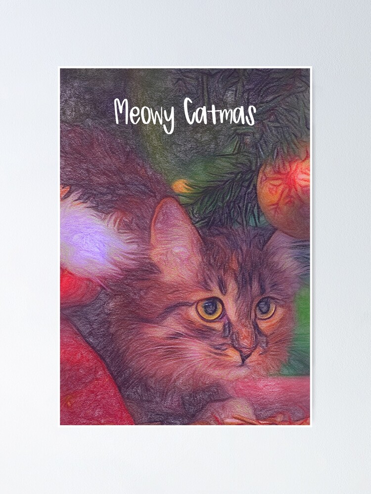 Thumbnail 1 of 3, Poster, Meowy Catmas designed and sold by jouvaygifts.