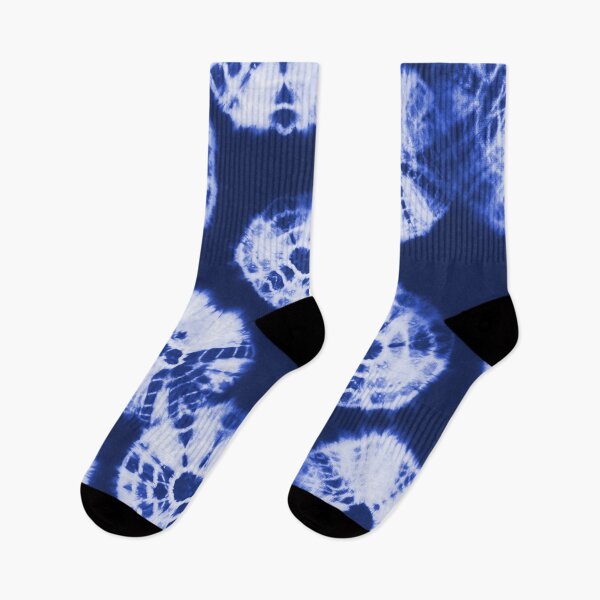 Item preview, Shibori Kumo tie dye deep white dots over bright blue designed and sold by marufemia.