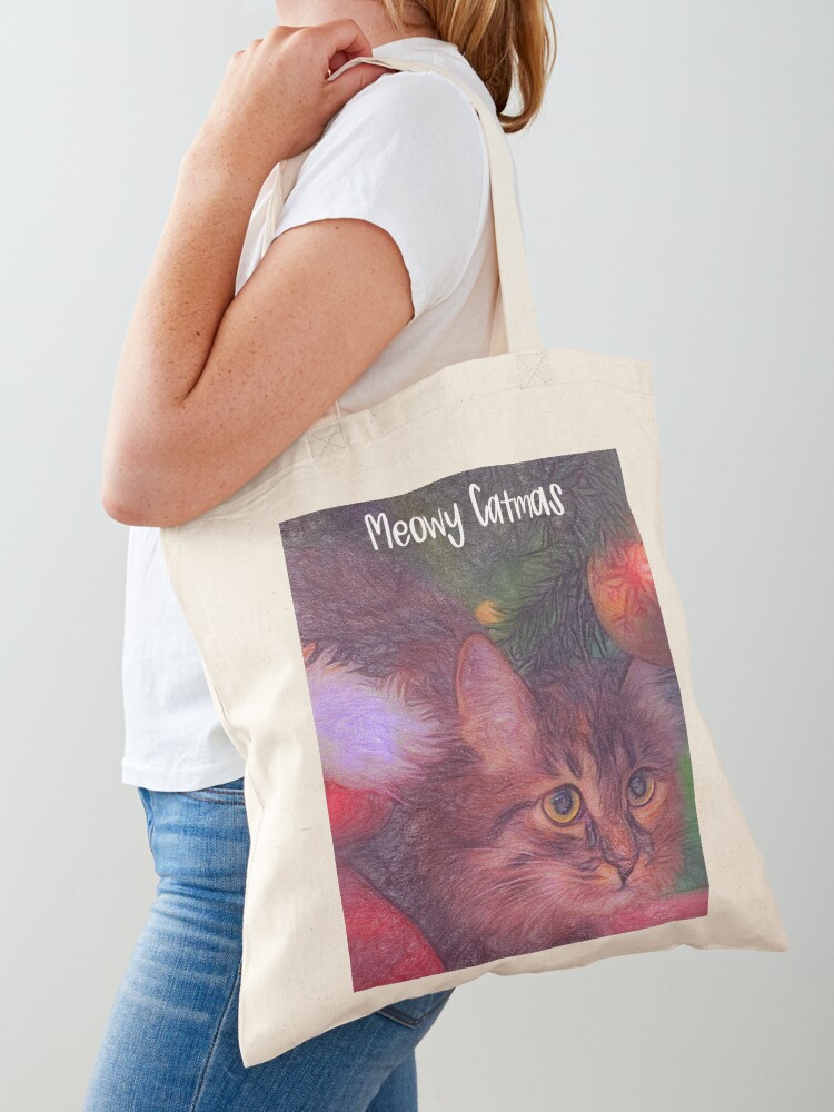 Thumbnail 1 of 5, Tote Bag, Meowy Catmas designed and sold by jouvaygifts.
