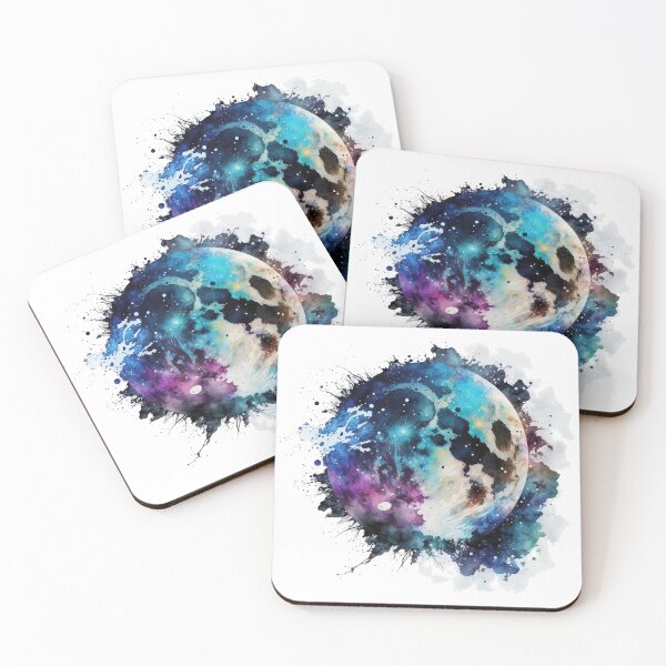 Item preview, A splash of Full Moon in Watercolor across the Dark Night Sky designed and sold by StephanieWard.