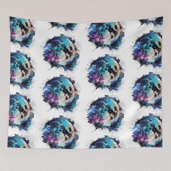 Item preview, A splash of Full Moon in Watercolor across the Dark Night Sky designed and sold by StephanieWard.