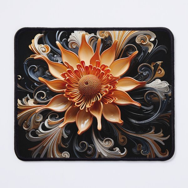 Item preview, Orange Color Flower on Black Background designed and sold by artify-visions.