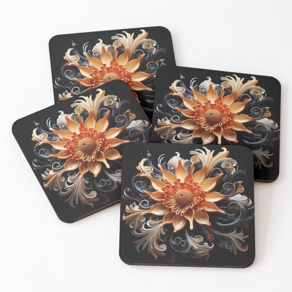Item preview, Orange Color Flower on Black Background designed and sold by artify-visions.