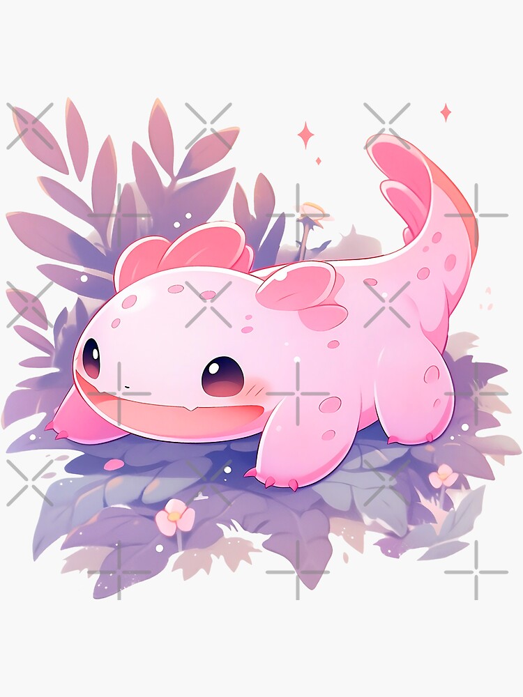 Kawaii Pink Axolotl Stickers for Sale