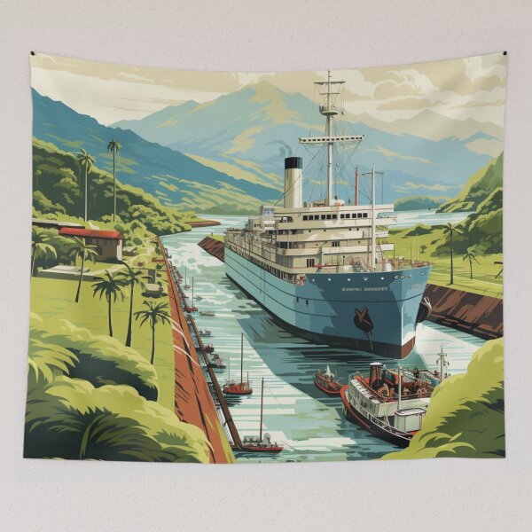 Item preview, A Vintage Travel Illustration of the Panama Canal - Panama  designed and sold by GoodOldVintage.