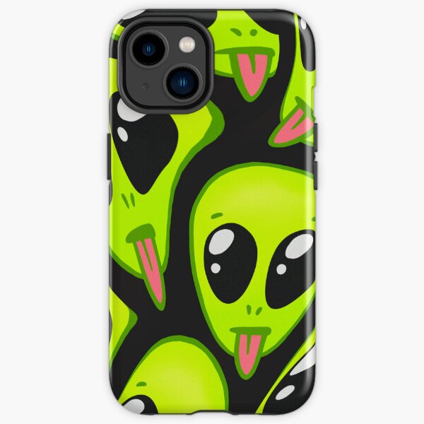 Funny Green Alien Showing Tongue Pattern iPhone Tough Case