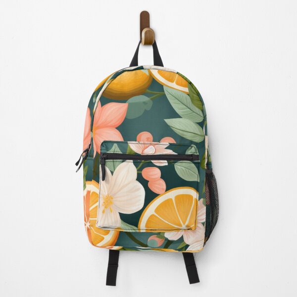 Item preview, Orange blossom pattern in dark green background designed and sold by bigmoments.