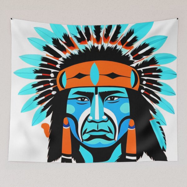 Item preview, blue native american sticker  designed and sold by omfardostyle.