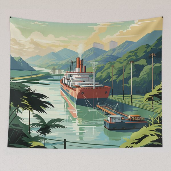 Item preview, A Vintage Travel Illustration of the Panama Canal - Panama  designed and sold by GoodOldVintage.