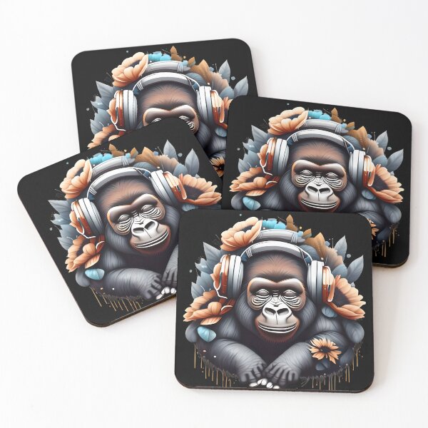 Item preview, CUTE GORILLA BABY IN HEADPHONES 1 designed and sold by justyna-s28.