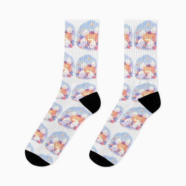 Item preview, Cute Kawaii Halloween Scene Pumpkin and Ghosts Happy designed and sold by CozyKawaiiArt.