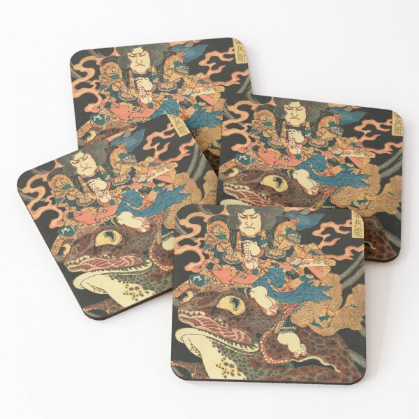Item preview, Samurai Riding A Frog - Vintage Japanese Ukiyo-e Woodblock designed and sold by VintageSpaceArt.