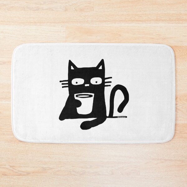 Item preview, Black cat and coffee doodle designed and sold by PickledjoArt.