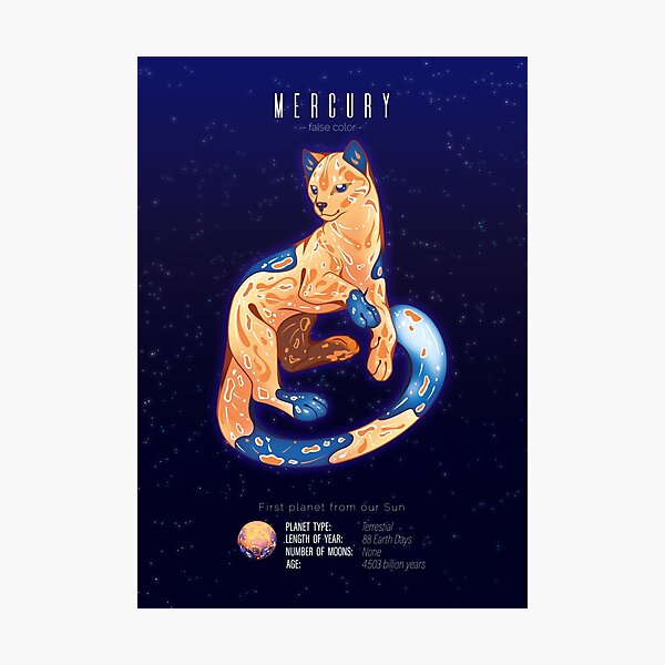 Item preview, Mercury False Colour Cat Planet designed and sold by ChocolateRaisin.