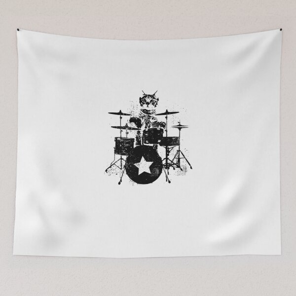 Aperçu de l'œuvre Rockstar Kitty bat la batterie créée et vendue par ShawnWilliam.
