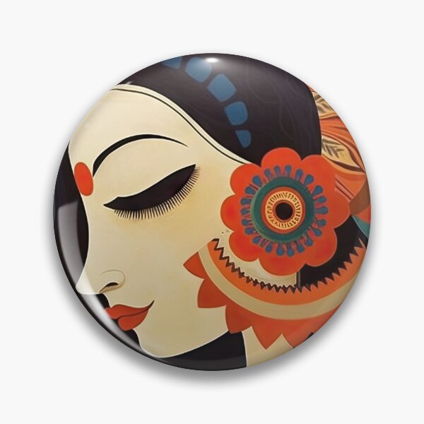 Item preview, Side View of a Woman's Face Decorated with Traditional Art designed and sold by artify-visions.