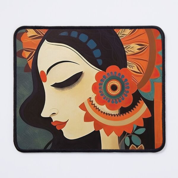 Item preview, Side View of a Woman's Face Decorated with Traditional Art designed and sold by artify-visions.