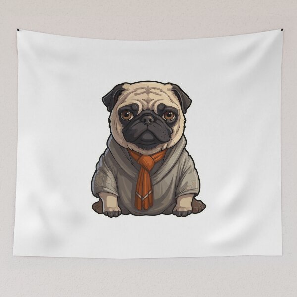 Item preview, Lindo perro Pug triste con una camisa Pegatina designed and sold by Cultour.