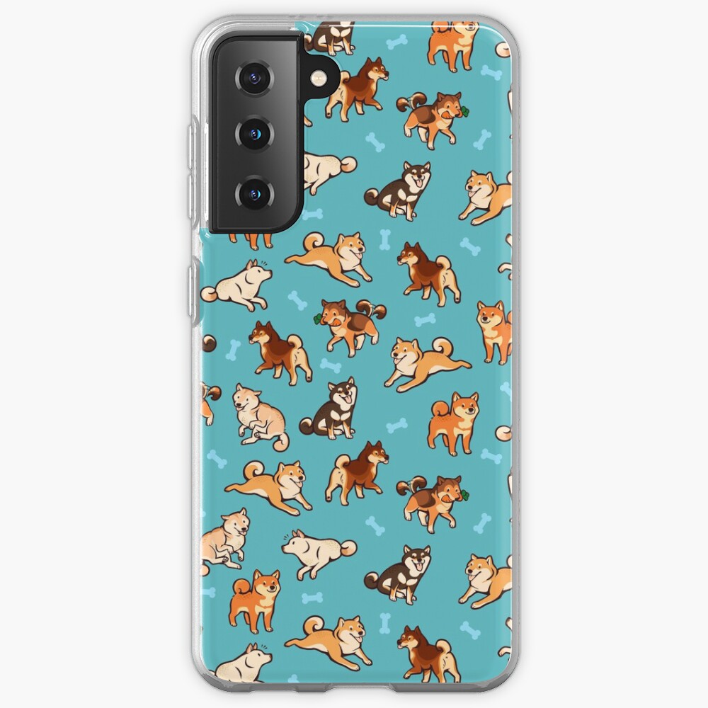 shibes in blue Samsung Galaxy Phone Case