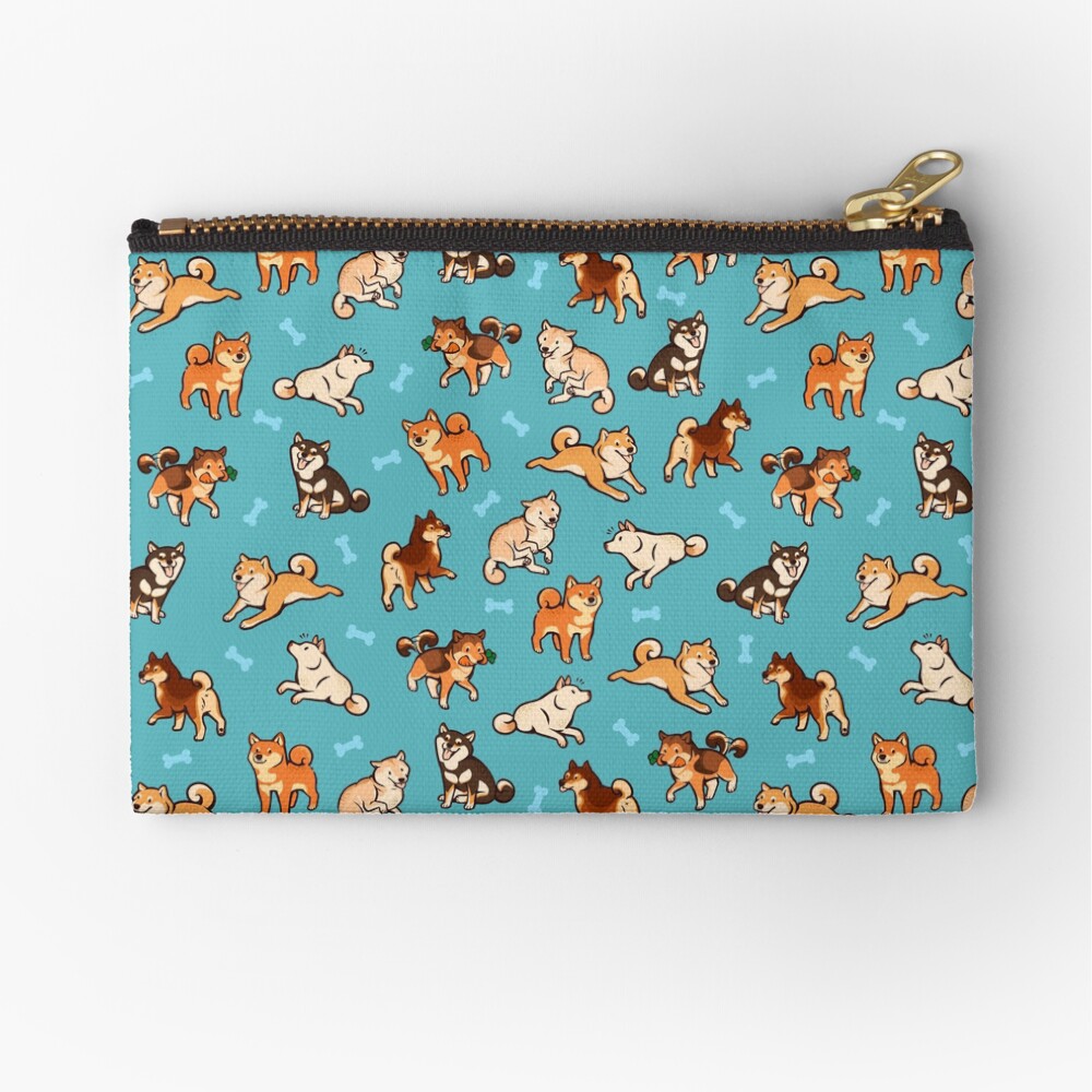 shibes in blue Zipper Pouch