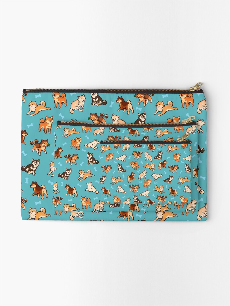 Alternate view of shibes in blue Zipper Pouch