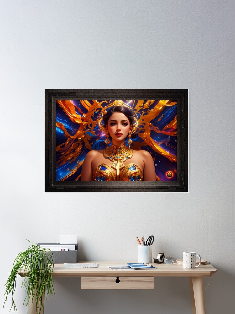 Cosmic Brain Shock Sci-Fi Fantasy AI Concept Art Portrait by Xzendor7 Wall Decor Poster