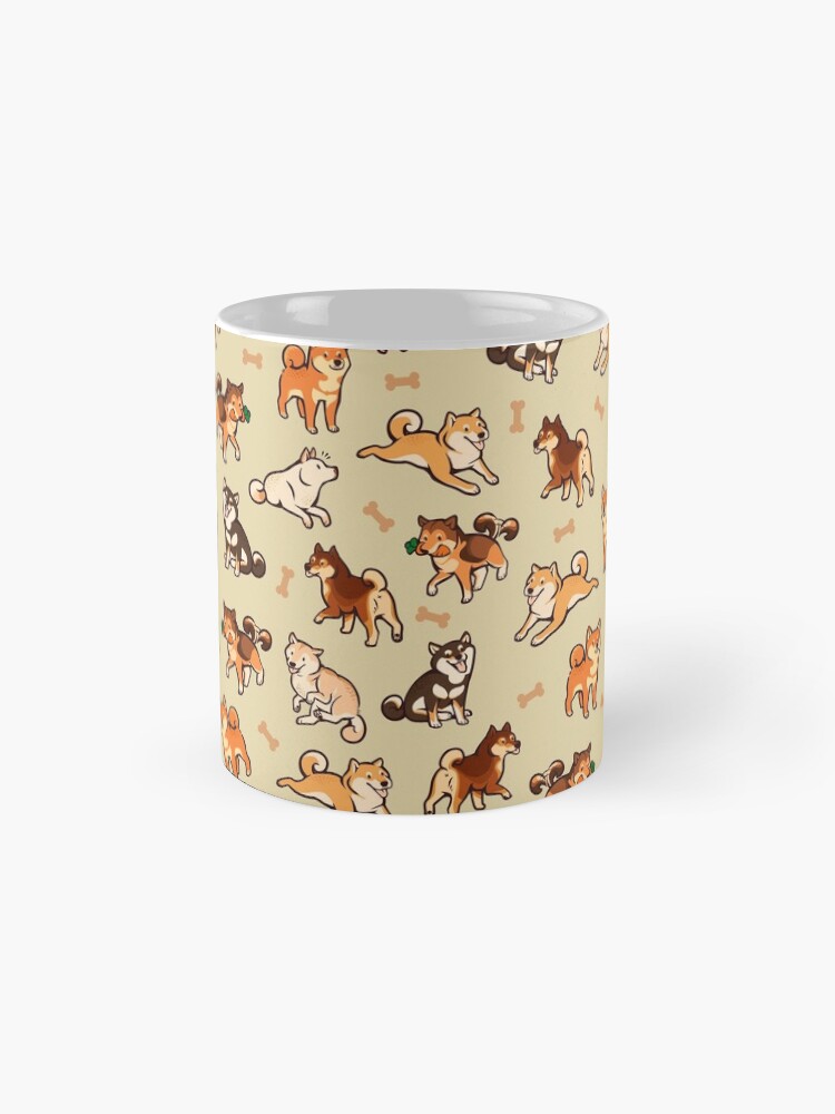 Thumbnail 4 of 6, Coffee Mug, shibes in cream designed and sold by Colordrilos.