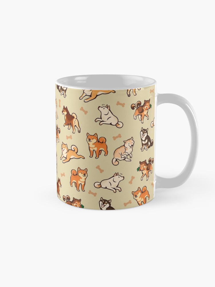 Thumbnail 5 of 6, Coffee Mug, shibes in cream designed and sold by Colordrilos.