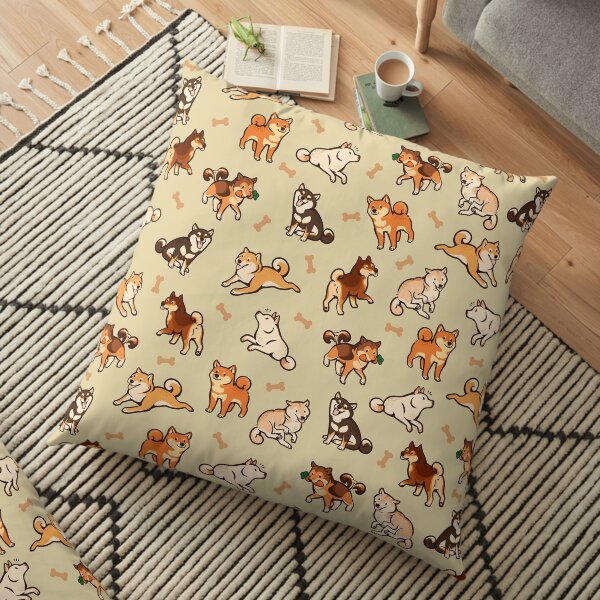 shibes in cream Floor Pillow
