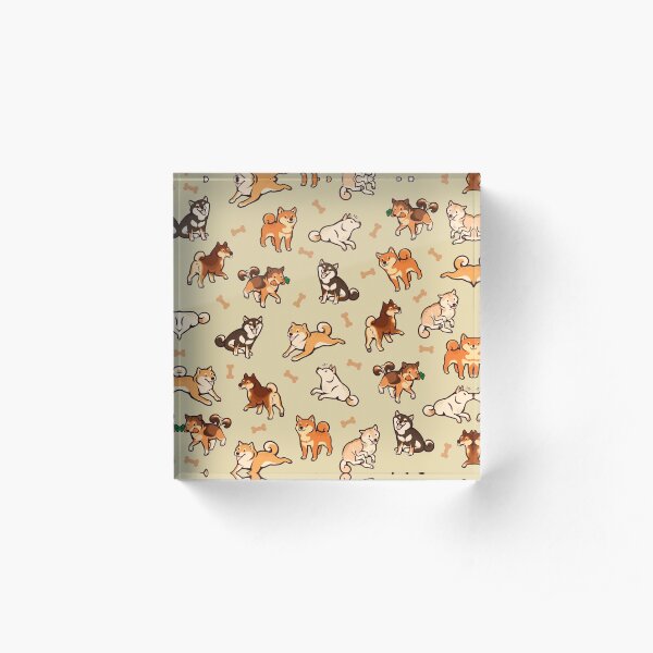 shibes in cream Acrylic Block