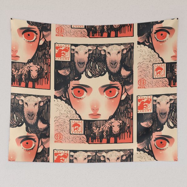 Item preview, Surrealistic Sheep Girl postal stamp- Ink designed and sold by octoboobs.