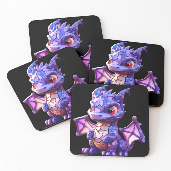 Item preview, Purple and violet broken pieces of mosaic sculpture forming a cute little dragon designed and sold by AI-Only Creations.