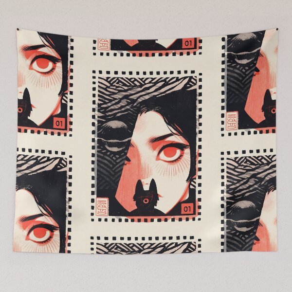 Item preview, Surrealistic Wolf Girl postal stamp- Ink designed and sold by octoboobs.