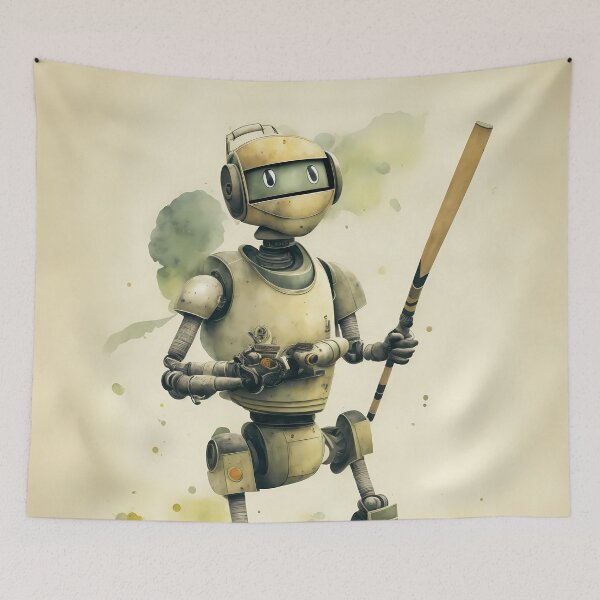 Item preview, Bot Robot Playing Baseball designed and sold by ALesterDesign.