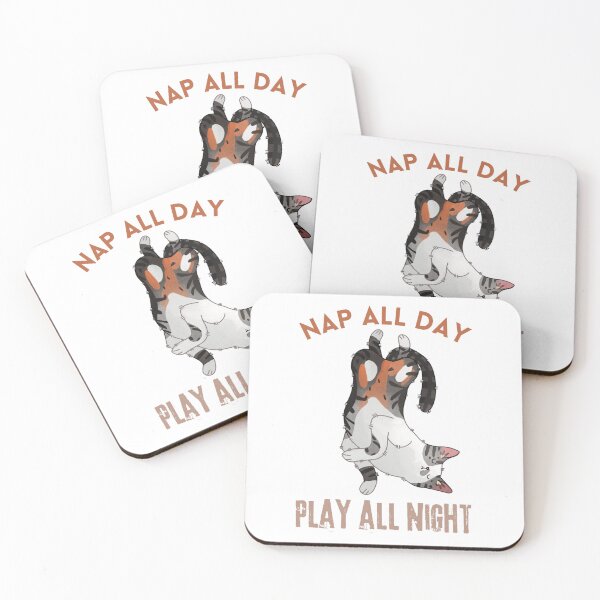 Item preview, Nap all Day, Play all Night - Calico Cat - Gifts for cat lovers designed and sold by ynnarat.