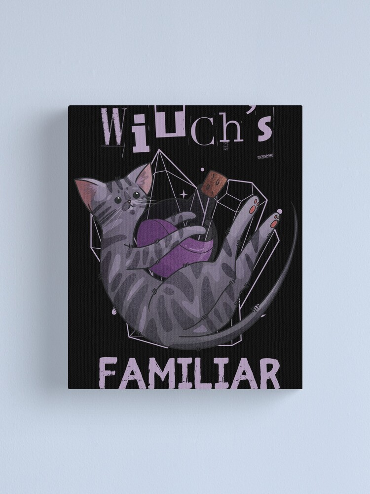 Thumbnail 2 of 3, Canvas Print, Witch's Familiar - Tabby Cat - Halloween design designed and sold by FelineEmporium.