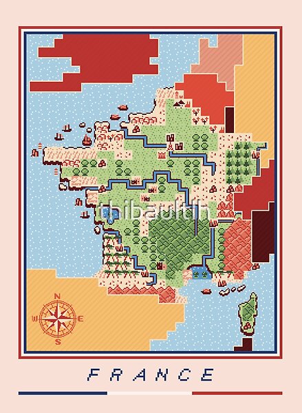 « Carte de France en pixels » par thibaultlh | Redbubble