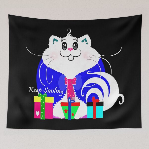Item preview, White cat with smile  designed and sold by Shirley cute art .