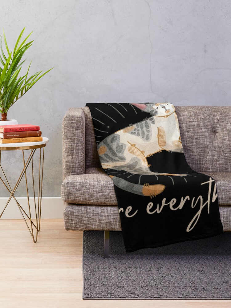 Thumbnail 2 of 6, Throw Blanket, Cat kisses cure everything - Devon Rex - Gifts for Cat Lovers designed and sold by FelineEmporium.