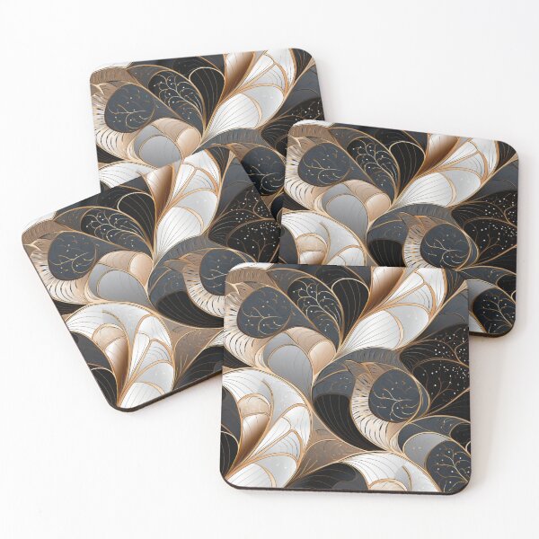 Item preview, Colorful fantasy pattern gold copper silver mother of pearl ornaments metallic elegant organic designed and sold by G-M-Designs.