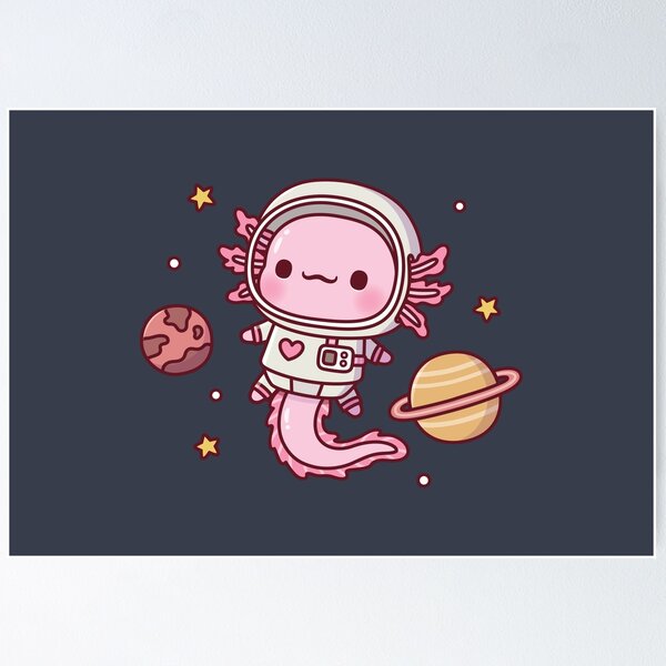 Vista previa del artículo con la obra «Lindo astronauta Axolotl en el espacio exterior», diseñado y vendido por rustydoodle.