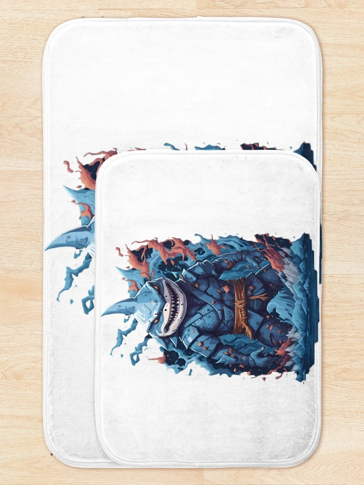 Thumbnail 5 of 6, Bath Mat, Ninja Shark designed and sold by RabbitPrints.